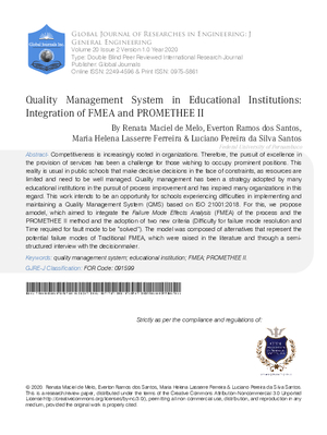 Quality Management System in Educational Institutions:  Integration of FMEA and PROMETHEE II
