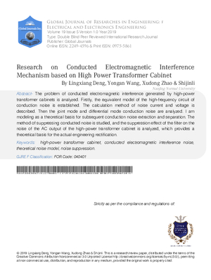 Research on Conducted Electromagnetic Interference Mechanism Based on High Power Transformer Cabinet