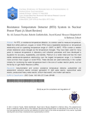 Resistance Temperature Detector (RTD) System in Nuclear Power Plant (A Short Review)