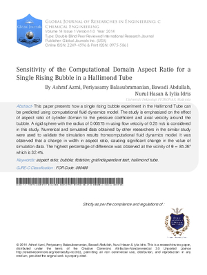 Sensitivity of the Computational Domain Aspect Ratio for a Single Rising Bubble in a Hallimond Tube