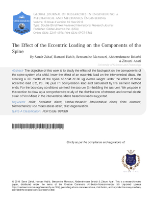 The Effect of the Eccentric Loading on the Components of the Spine