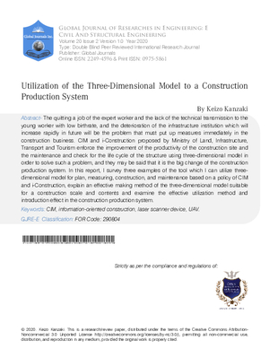 Utilization of the Three-Dimensional Model to a Construction Production System