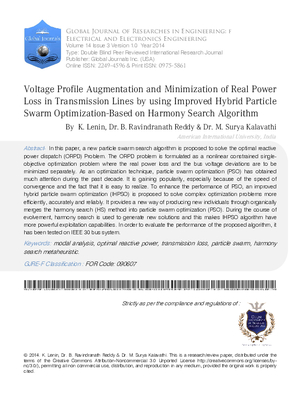 Voltage Profile Augmentation and Minimization of Real Power Loss in Transmission Lines  by using  Improved Hybrid Particle Swarm Optimization-Based on Harmony Search Algorithm