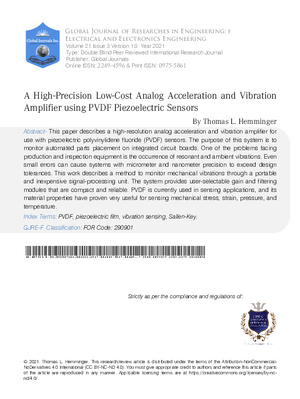 A High-Precision Low-Cost Analog Acceleration and Vibration Amplifier using PVDF Piezoelectric Sensors