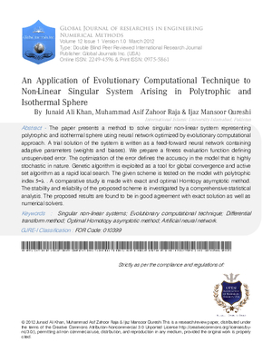 An Application of Evolutionary Computational Technique to Non-Linear Singular System arising in Polytrophic and Isothermal sphere