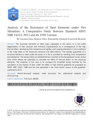 Analysis of the Resistance of Steel Elements under Fire Situations A Comparative Study between Standard ABNT NBR 14323 2013 and its 1999 Version