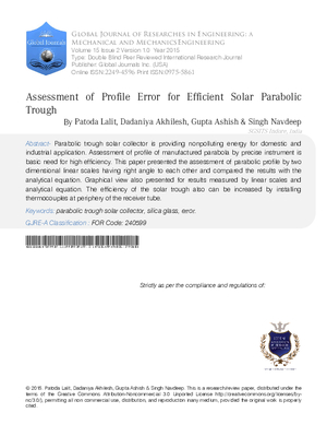 Assessment of Profile Error for Efficient Solar Parabolic Trough