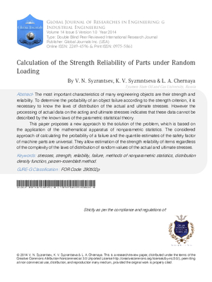Calculation of the Strength Reliability  of Parts under Random Loading