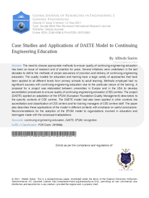 Case Studies and Applications of DAETE Model to Continuing Engineering Education