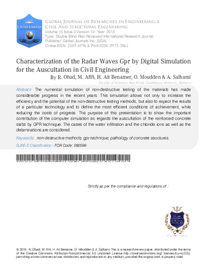 Characterization of the Radar Waves GPR by Digital Simulation for the Auscultation in Civil Engineering