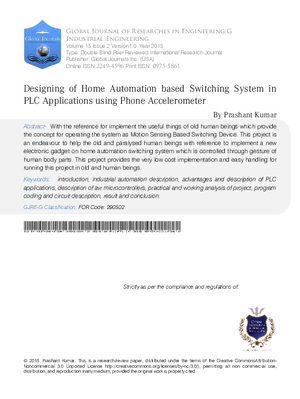 Designing of Home Automation based Switching System in PLC Applications using Phone Accelerometer