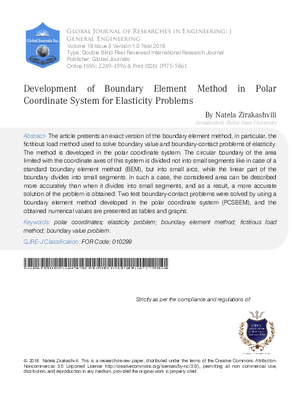Development of Boundary Element Method in Polar Coordinate System for Elasticity Problems