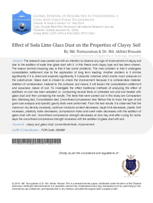 Effect of Soda Lime Glass Dust on the Properties of Clayey Soil