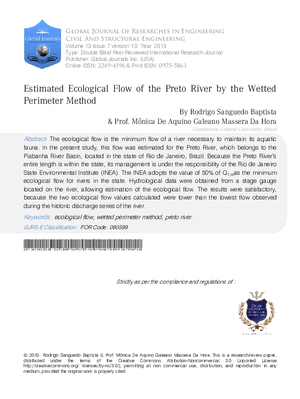 Estimated Ecological Flow of the PRETO River by the Wetted Perimeter Method