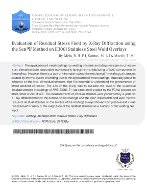 Evaluation of Residual Stress Field by X-Ray Diffraction using the SenAI Method on E308l Stainless Steel Weld Overlays