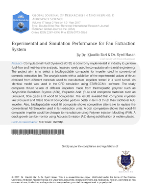 Experimental and Simulation Performance for Fan Extraction System