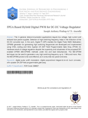 FPGA based Hybrid Digital PWM for DC-DC Voltage Regulator