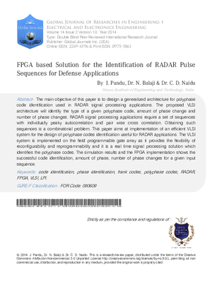 FPGA based Solution for the Identification of RADAR Pulse Sequences for Defense Applications