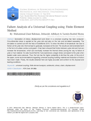 Failure Analysis of a Universal Coupling using Finite Element Method