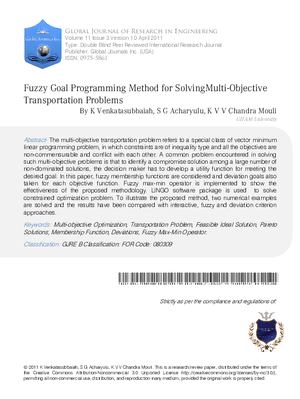 Fuzzy Goal Programming Method for Solving Multi-Objective Transportation Problems