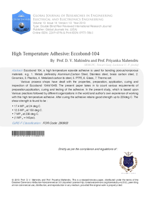 High Temperature Adhesive: Eccobond-104