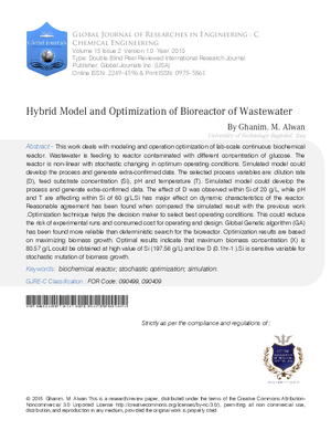 Hybrid Model and Optimization of Bioreactor of wastewater