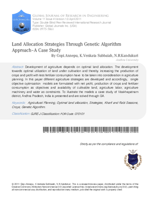 LAND ALLOCATION STRATEGIES THROUGH GENETIC ALGORITHM APPROACHaA CASE STUDY