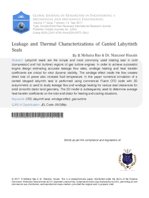 Leakage and Thermal Characterisation of Canted Labyrinth Seals