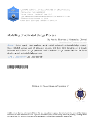 Modelling of Activated Sludge Process
