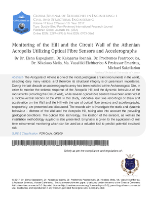 Monitoring of the Hill and the Circuit Wall of the Athenian Acropolis utilizing optical fibre sensors and accelerographs