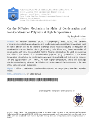 On the Diffusion Mechanism in Melts of Condensation and Non-Condensation Polymers at High Temperatures