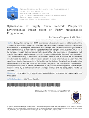 Optimization of Supply Chain Network Perspective Environmental Impact Based on Fuzzy Mathematical Programming