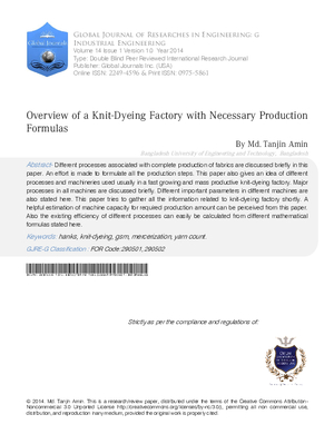 Overview of a Knit-Dyeing Factory with Necessary Production Formulas