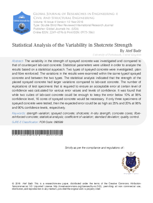 Statistical Analysis of the Variability in Shotcrete Strength