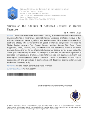 Studies on the Addition of Activated Charcoal in Herbal Shampoo
