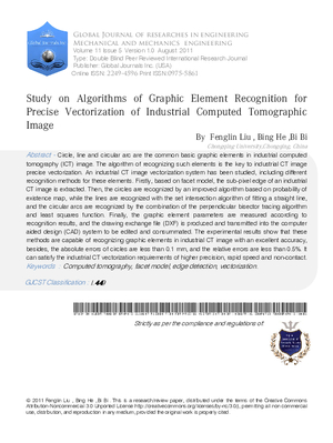 Study  on  Algorithms  of  Graphic  Element  Recognition  for  Precise Vectorization of Industrial Computed Tomographic Image