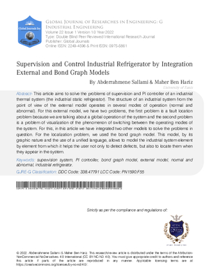 Supervision and Control Industrial Refrigerator by Integration External and Bond Graph Models