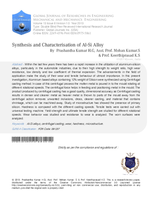 Synthesis and Characterisation of Al-Si Alloy