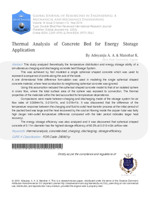 Thermal Analysis of Concrete Bed for Energy Storage Application