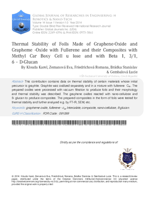 Thermal Stability off Oils Made of Graphene-Oxide and Graphene-Oxide with Fullerene and their Composites with Methyl Carboxy Cellulose and with Beta 1,3/1,6 a D- Glucan