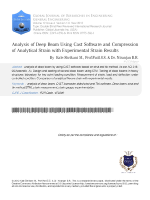 Analysis of Deep Beam Using CAST Software and Compression of Analytical Strains with Experimental Strain Results