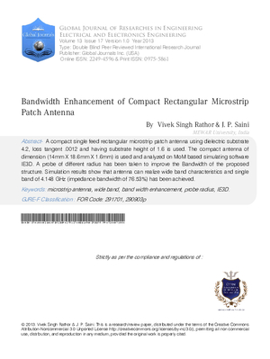 Bandwidth Enhancement of Compact Rectangular Microstrip Patch Antenna