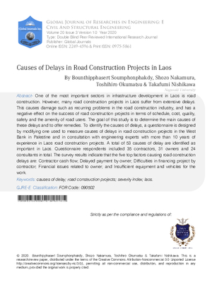 Causes of Delays in Road Construction Projects in Laos