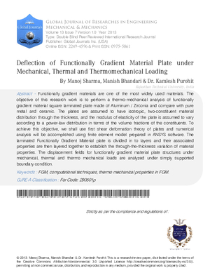 Deflections of Functionally Gradient Material Plate under Mechanical Thermal and Thermomechanical Loading
