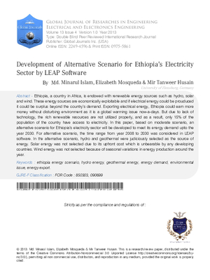 Development of Alternative Scenario for Ethiopia2019;s Electricity Sector by LEAP Software