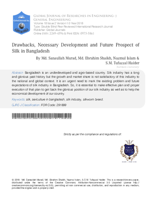 Drawbacks, Necessary Development and Future Prospect of Silk in Bangladesh