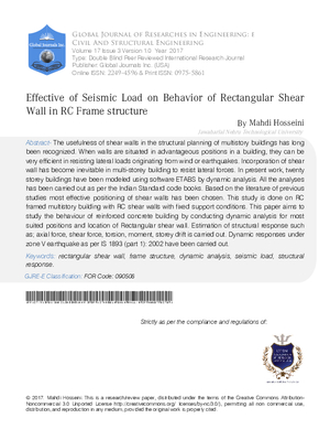Effective of Seismic Load on Behavior of Rectangular Shear Wall in RC Frame Structure