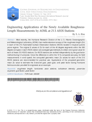 Engineering Applications of the Newly Available Roughness-Length Measurements by AOML at 213 ASOS Stations