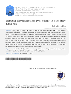 Estimating Hurricane-Induced Drift Velocity: A Case Study during Ivan