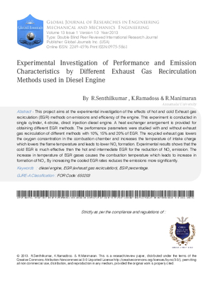 Experimental Investigation of Performance and Emission Characteristics by Different Exhaust Gas Recirculation Methods Used in Diesel Engine